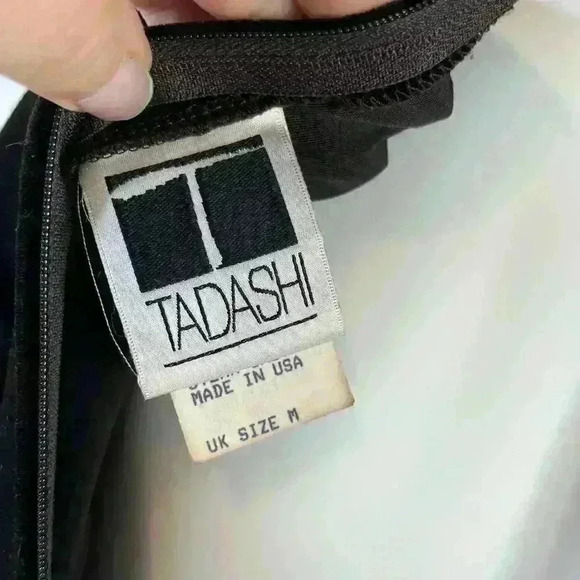 Tadashi Vintage Dark Brown Velour Evening Gown S Long Sleeve Rhinestone Dress - Picture 7 of 11